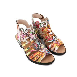 Women summer peep toe flower hollow slingback chunky sandals