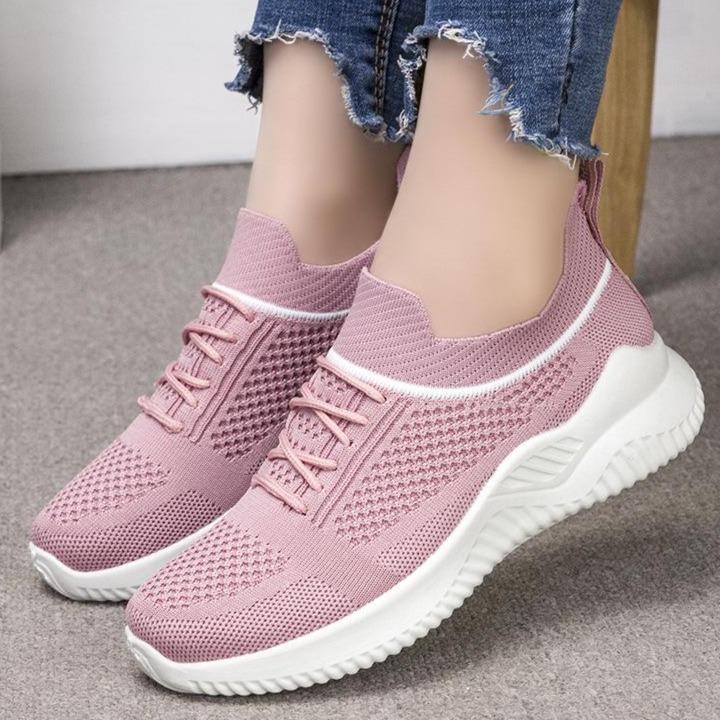 Women flyknit slip on sneakers comfy running tennis shoes