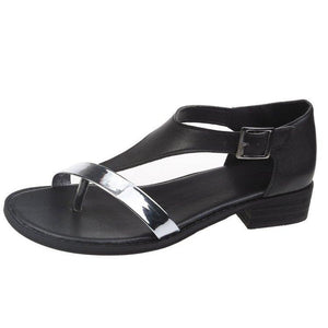 Women summer buckle ankle strap slip on chunky heel sandals