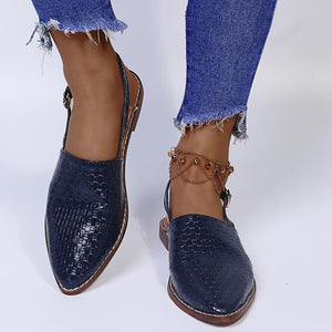Women pointed toe slingback ankle strap slip on flat sandals