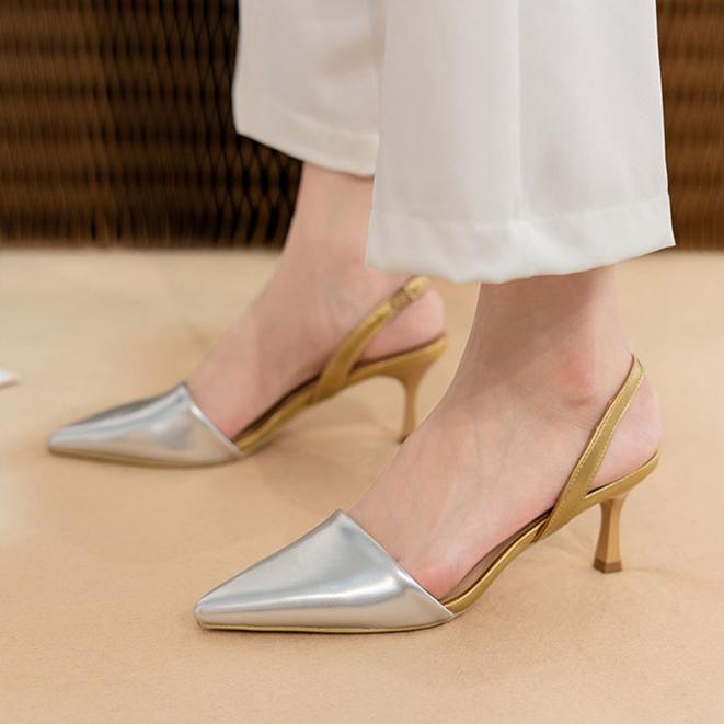 Women fashion pointed toe strap slingback stiletto heels