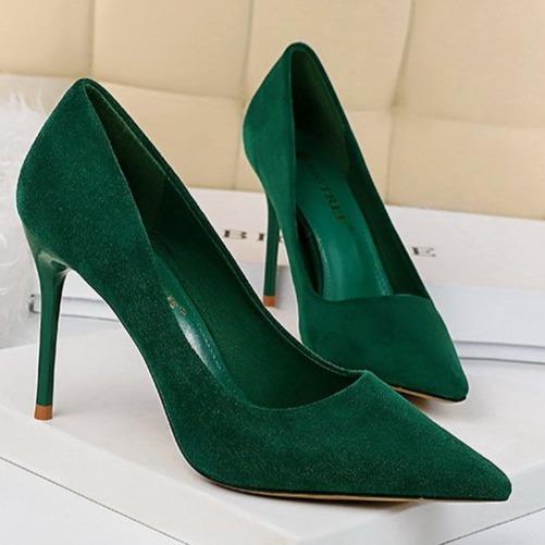 Women 3" pointed toe stiletto yellow heels | closed toe shallow stilettos