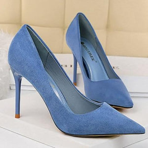 Women 3" pointed toe stiletto yellow heels | closed toe shallow stilettos