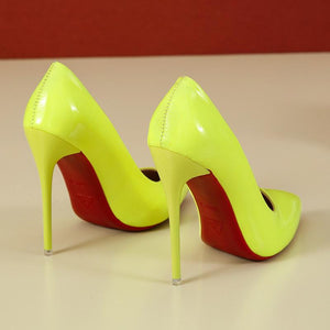 Women solid color pointed toe slip on shallow stiletto heels
