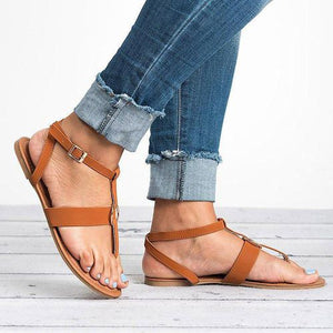 Women clip toe slingback buckle strap beach flat sandals