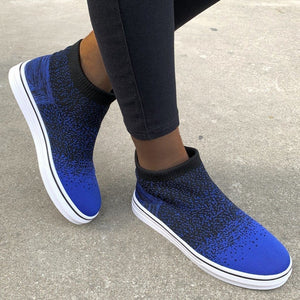 Women's fly knit soft slip on sneakers platform casual walking shoes