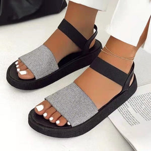 Women open toe hollow slingback thick sole beach sandals