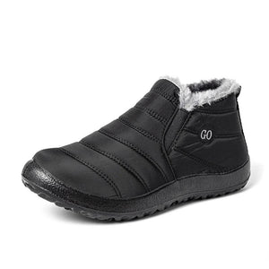 Women's flat slip on warm lining snow boots soft waterproof snow boots