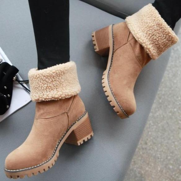 Women's chuky block heel ankle snow boots