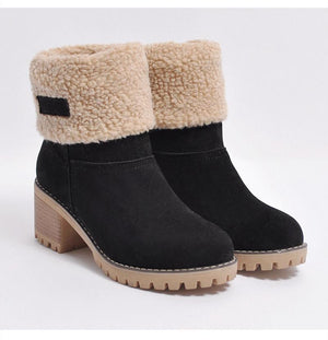 Women's warm lining short snow boots fold down fashion winter booties