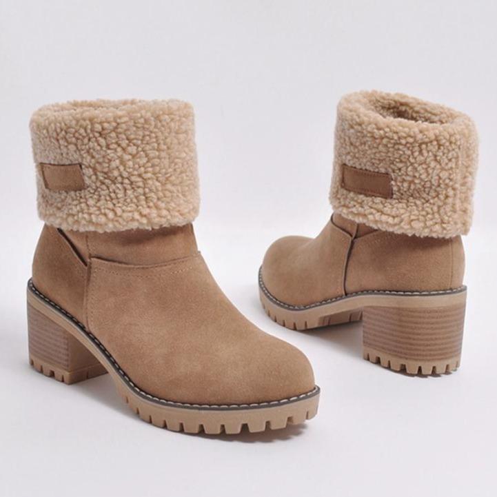 Women's chuky block heel ankle snow boots