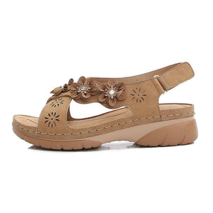 Women flower strap peep toe 
slingback summer sandals