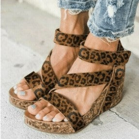 Women summer magic tape strappy high heel wedge sandals