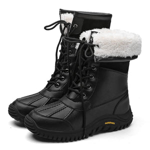 Women's thick warm lining anti-slip font lace outdoor snow boots