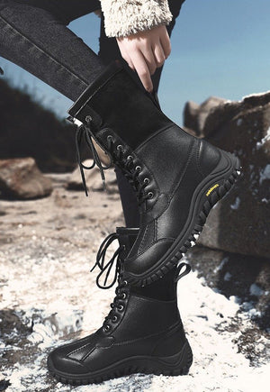 Women's thick warm lining anti-slip font lace outdoor snow boots