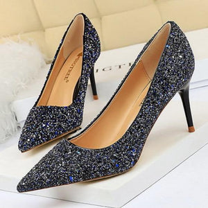 Women sparkly rhinestone wedding stiletto heels