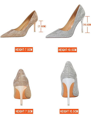 Women wedding pointed toe sequin stiletto high heels