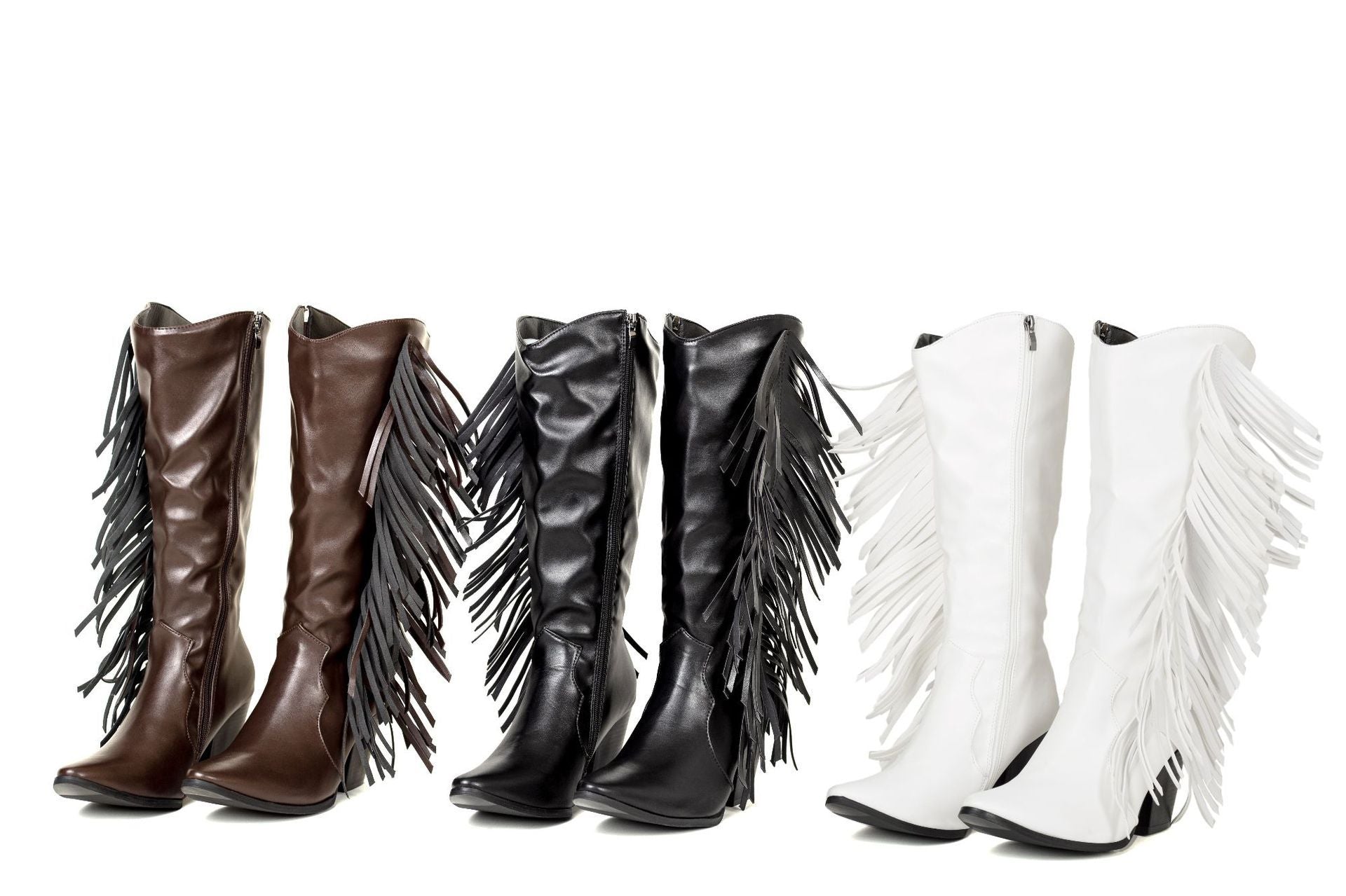 Women's fashion tassels mid calf boots pointed toe fringe boots