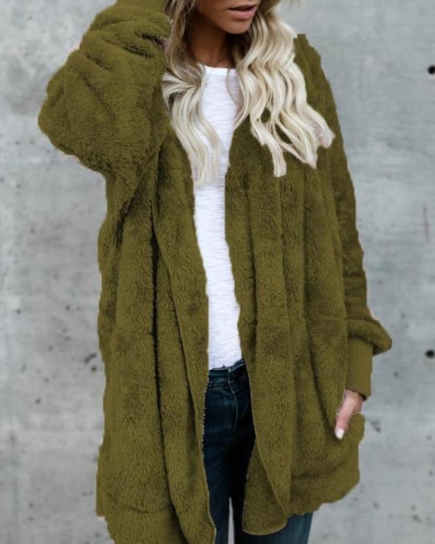 Hooded  Faux Fur Teddy Bear Coat - GetComfyShoes