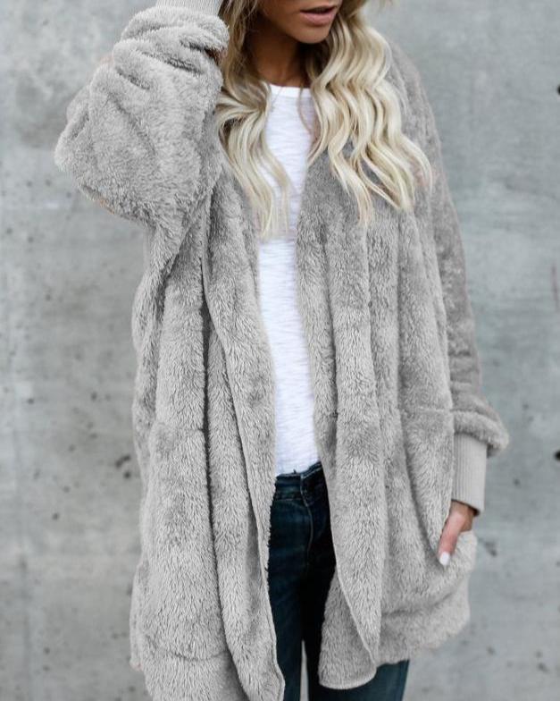 Hooded  Faux Fur Teddy Bear Coat - GetComfyShoes