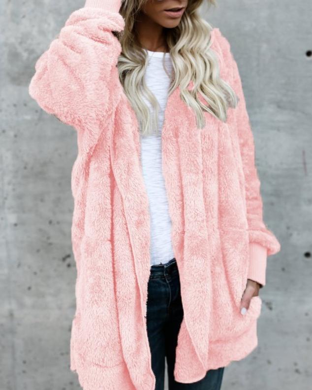 Hooded  Faux Fur Teddy Bear Coat - GetComfyShoes