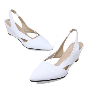 Women summer pointed toe hollow slingback slip on wedge sandals