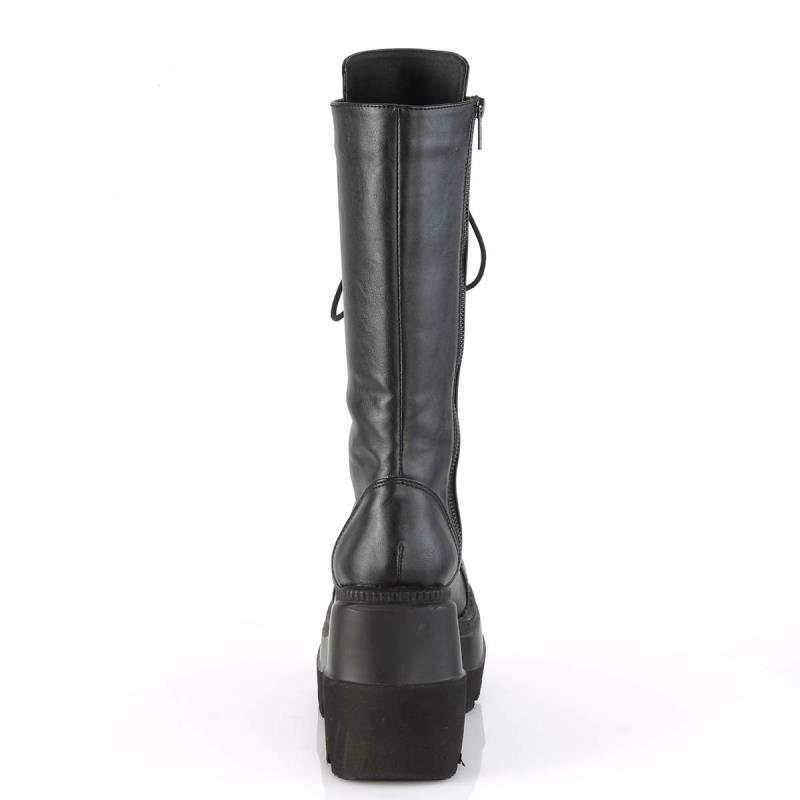 Women motorcycle lace up side zipper square heel knee high boots