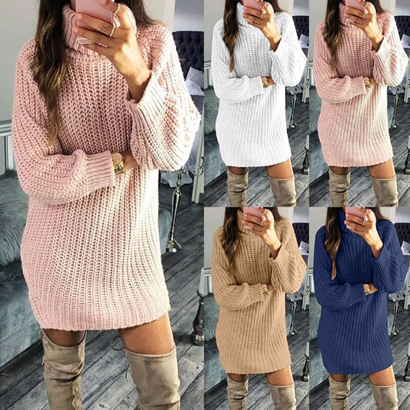 Women turtleneck dressy crochet knit long pullover sweater