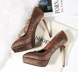 Women sparkly rhinestone wedding stiletto platform heels