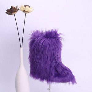 Women's winter fuzzy warm plush lining short snow booties