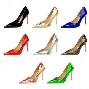 Women metal mirror pointed toe prom heels | high heel sexy shoes | metal mirror super high pumps