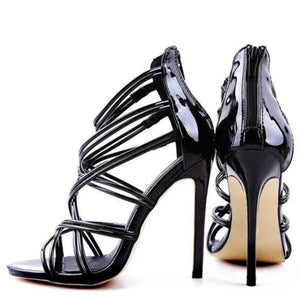 Women criss cross strappy back zipper stiletto heels
