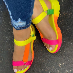 Women t strap ankle strap open 
toe platform sandals