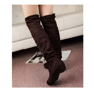 Women chunky low heel solid color over the knee boots