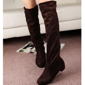 Women chunky low heel solid color over the knee boots