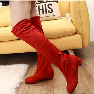 Women chunky low heel solid color over the knee boots