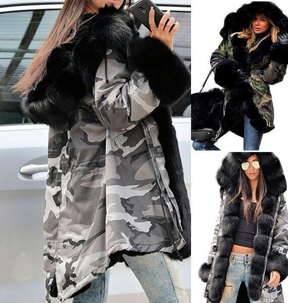 Plus Size Winter Faux Fur Cotton Hooded Overcoat - GetComfyShoes