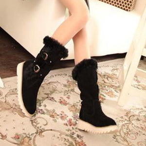 Women winter fashion cute mid calf faux fur snow boots