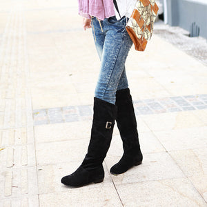 Knee high buckle boots for winter