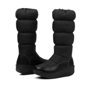 Women winter platform wedge side zipper mid calf snow boots