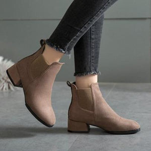 Women winter short medium chunky heel chelsea boots