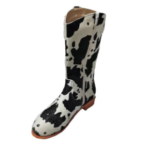 Women winter fall side zipper medium square heel mid calf boots