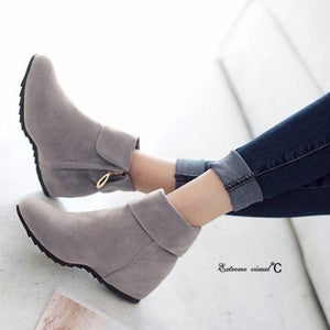 Women fashion turn down side zipper short flat boots