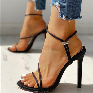 Women open toe elastic strap stiletto sexy high heels