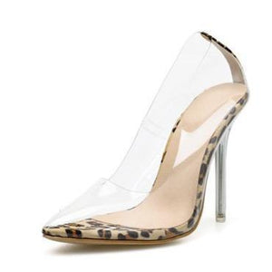 Women pointed toe clear stiletto high heels