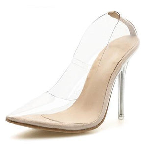 Women pointed toe clear stiletto high heels