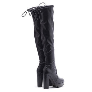 Women winter platform chunky heel sexy over the knee boots