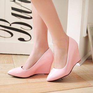 Women minimalist solid color slip on wedge heels
