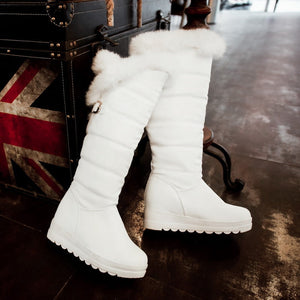Women winter faux fur keep warm knee high platform snow boots