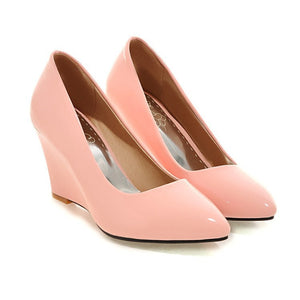 Women minimalist solid color slip on wedge heels